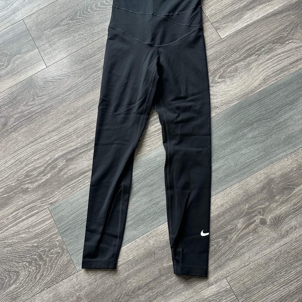 Nike Black Leggings with White Logo- MATERNITY SIZE S
